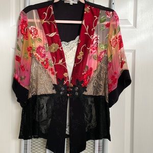 Womens designer dressy blouse with matching tank top size L